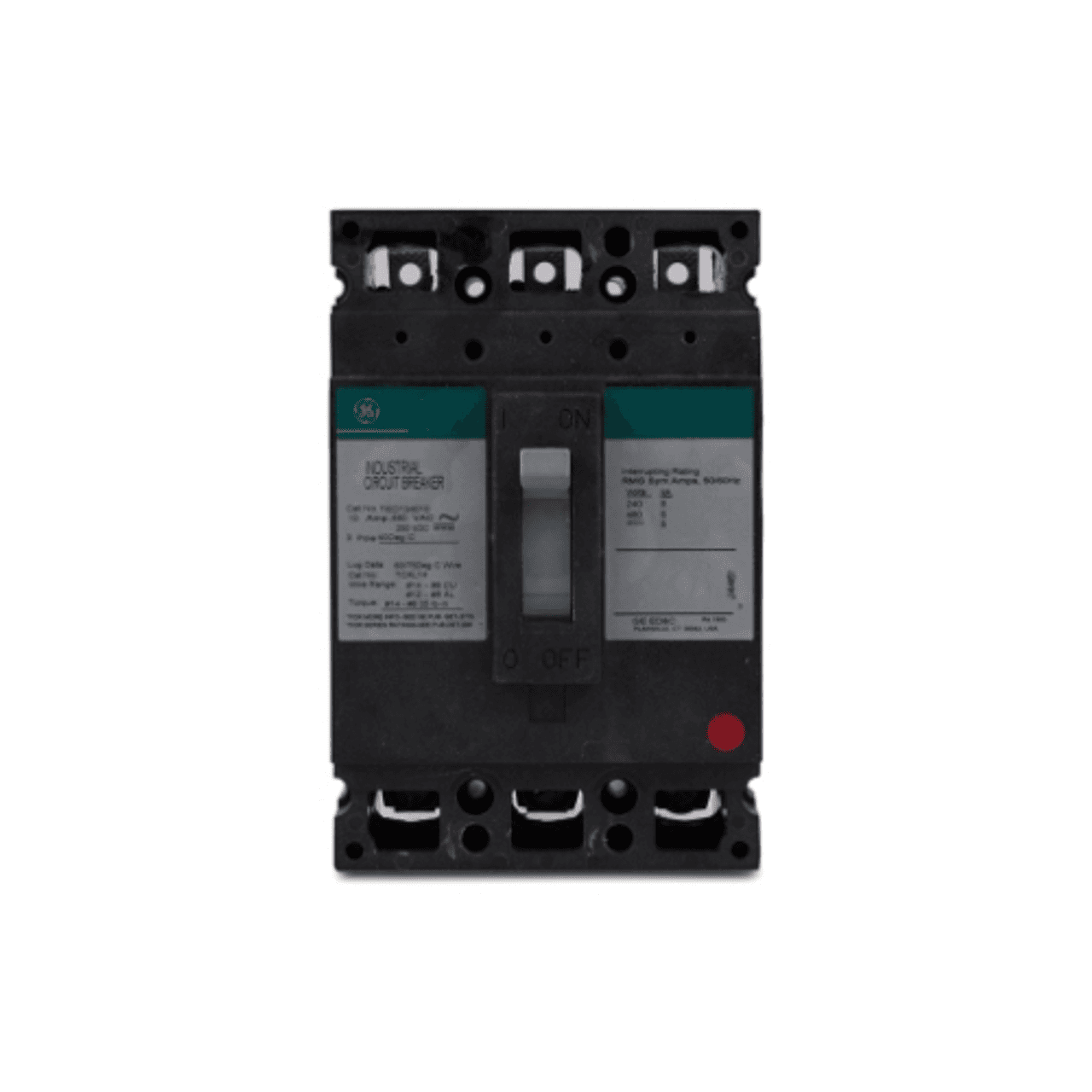 General Electric TED134060 480 VAC, 60 A, 18 kA Interrupt, 3-Pole, Aluminum/Copper Load Lug Terminal, E150-Frame, Non-Interchangeable Trip, Core E/Mid Tier, Thermal Magnetic General Electric TED134060 480 VAC, 60 A, 18 kA Interrupt, 3-Pole, Aluminum/Copper Load Lug Terminal, E150-Frame, Non-Interchangeable Trip, Core E/Mid Tier, Thermal Magnetic