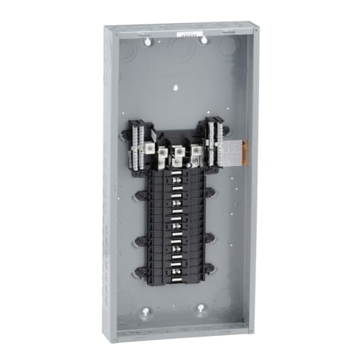 Schneider Electric QO330L200G Square D by Schneider Electric QO330L200G is a load center designed for three-phase (3PH-3W/4W) networks with a rated voltage of 120Vac/240Vac. It has a rated current of 200A and features a connection type utilizing lugs. The dimensions of this load center are H758mm x W362mm (H29.84" x W14.25"), providing 30 spaces for single pole circuits. It is constructed with a welded sheet steel enclosure and tin-plated copper busbars, ensuring compatibility with 6AWG...250kcmil aluminium lugs and 6AWG...250kcmil copper lugs. This load center is designed to offer a short circuit breaking rating of 65kA and is protected by a NEMA 1 degree of protection. Schneider Electric QO330L200G Square D by Schneider Electric QO330L200G is a load center designed for three-phase (3PH-3W/4W) networks with a rated voltage of 120Vac/240Vac. It has a rated current of 200A and features a connection type utilizing lugs. The dimensions of this load center are H758mm x W362mm (H29.84" x W14.25"), providing 30 spaces for single pole circuits. It is constructed with a welded sheet steel enclosure and tin-plated copper busbars, ensuring compatibility with 6AWG...250kcmil aluminium lugs and 6AWG...250kcmil copper lugs. This load center is designed to offer a short circuit breaking rating of 65kA and is protected by a NEMA 1 degree of protection.