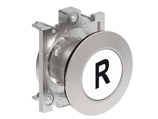 Lovato Electric LPFB1178 LPFB1178 Lovato - Pushbutton actuator, spring return, with symbol dia: 30mm Platinum series flat metal, flush, R/White Lovato Electric LPFB1178 LPFB1178 Lovato - Pushbutton actuator, spring return, with symbol dia: 30mm Platinum series flat metal, flush, R/White