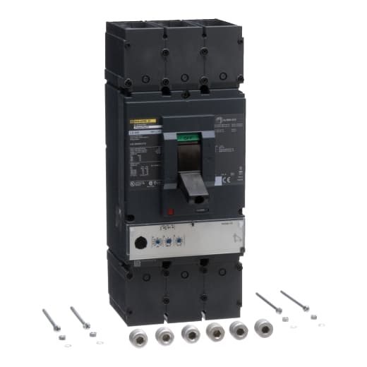 Schneider Electric LGL36400U31X Square D by Schneider Electric LGL36400U31X is a Moulded Case Circuit Breaker (MCCB) within the PowerPacT LGL sub-range, featuring a PowerPact L-Frame 600 Micrologic 3.3 (LI) design. It is a 3-pole (3P) device with a rated current of 400A and a rated insulation voltage (Ui) of 750 V. The rated voltage (AC) is 600Vac 600Y/347Vac, and it supports a mounting mode of individual unit mount on plate. The dimensions include a net height of 382 mm, a net width of 153 mm, and a net depth of 171 mm. It offers a degree of protection of IP40 and operates manually via a toggle. The protection functions include L (Long-time protection) and I (Instantaneous protection), with protection settings adjustable for overload (0.3...1 x In, 125A...400A) and instantaneous protection against short-circuit (1.5...12 x In, 600A...4800A). The rated operating voltage (Ue) is 690 V, with a rated impulse voltage (Uimp) of 8 kV. The trip current rating is 400 AT, and the frame current rating is 600 AF. The short circuit breaking rating varies with voltage, up to 65kA at 240Vac under UL489 standards. Connection type is lugs on both load and line sides, and the trip unit type is an electronic Micrologic Standard 3.3 (LI) with no display, categorized under utilisation category A. Schneider Electric LGL36400U31X Square D by Schneider Electric LGL36400U31X is a Moulded Case Circuit Breaker (MCCB) within the PowerPacT LGL sub-range, featuring a PowerPact L-Frame 600 Micrologic 3.3 (LI) design. It is a 3-pole (3P) device with a rated current of 400A and a rated insulation voltage (Ui) of 750 V. The rated voltage (AC) is 600Vac 600Y/347Vac, and it supports a mounting mode of individual unit mount on plate. The dimensions include a net height of 382 mm, a net width of 153 mm, and a net depth of 171 mm. It offers a degree of protection of IP40 and operates manually via a toggle. The protection functions include L (Long-time protection) and I (Instantaneous protection), with protection settings adjustable for overload (0.3...1 x In, 125A...400A) and instantaneous protection against short-circuit (1.5...12 x In, 600A...4800A). The rated operating voltage (Ue) is 690 V, with a rated impulse voltage (Uimp) of 8 kV. The trip current rating is 400 AT, and the frame current rating is 600 AF. The short circuit breaking rating varies with voltage, up to 65kA at 240Vac under UL489 standards. Connection type is lugs on both load and line sides, and the trip unit type is an electronic Micrologic Standard 3.3 (LI) with no display, categorized under utilisation category A.