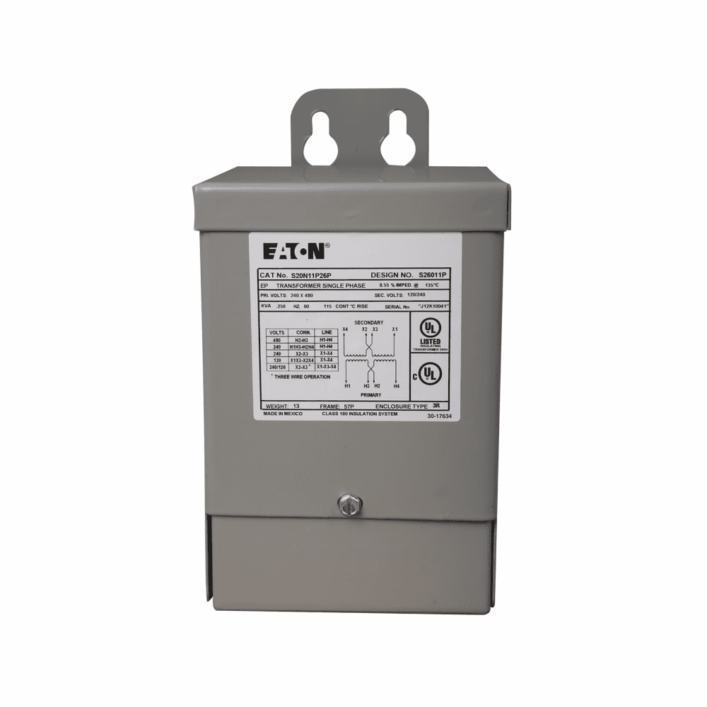 Eaton S40N14S51CE S40N14S51CE Eaton - Eaton General purpose encapsulated transformer, EP, aluminum, NEMA 3R, 67, 60 Hz, single-phase, 190 V, 200 V, 208 V, 220 V, 380 V, 400 V, 416 V, 440 V, 1,110/220 V, NONE, 115 °C rise, 0.5 KVA, indoor-outdoor, 538A Eaton S40N14S51CE S40N14S51CE Eaton - Eaton General purpose encapsulated transformer, EP, aluminum, NEMA 3R, 67, 60 Hz, single-phase, 190 V, 200 V, 208 V, 220 V, 380 V, 400 V, 416 V, 440 V, 1,110/220 V, NONE, 115 °C rise, 0.5 KVA, indoor-outdoor, 538A