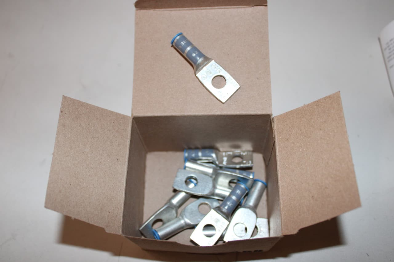 Thomas & Betts 60108-TB 600 V to 35 kV, 5/16" Stud, 1.83" L, 6 AWG, Gray, Electro Tin Plated Wrought Aluminum, 1-Hole, Blind End, Long, Straight Barrel Thomas & Betts 60108-TB 600 V to 35 kV, 5/16" Stud, 1.83" L, 6 AWG, Gray, Electro Tin Plated Wrought Aluminum, 1-Hole, Blind End, Long, Straight Barrel