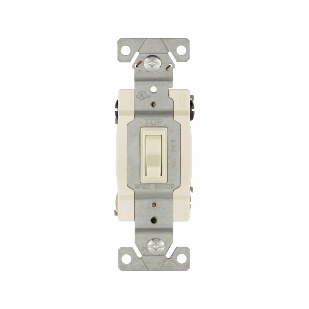 Eaton 1242-7A-BOX 1242-7A-BOX Eaton - Eaton toggle switch, #14-10 AWG, 15A, Wall, 120V, Side and push wiring, Grounding, Almond, Four-way, Polycarbonate Eaton 1242-7A-BOX 1242-7A-BOX Eaton - Eaton toggle switch, #14-10 AWG, 15A, Wall, 120V, Side and push wiring, Grounding, Almond, Four-way, Polycarbonate