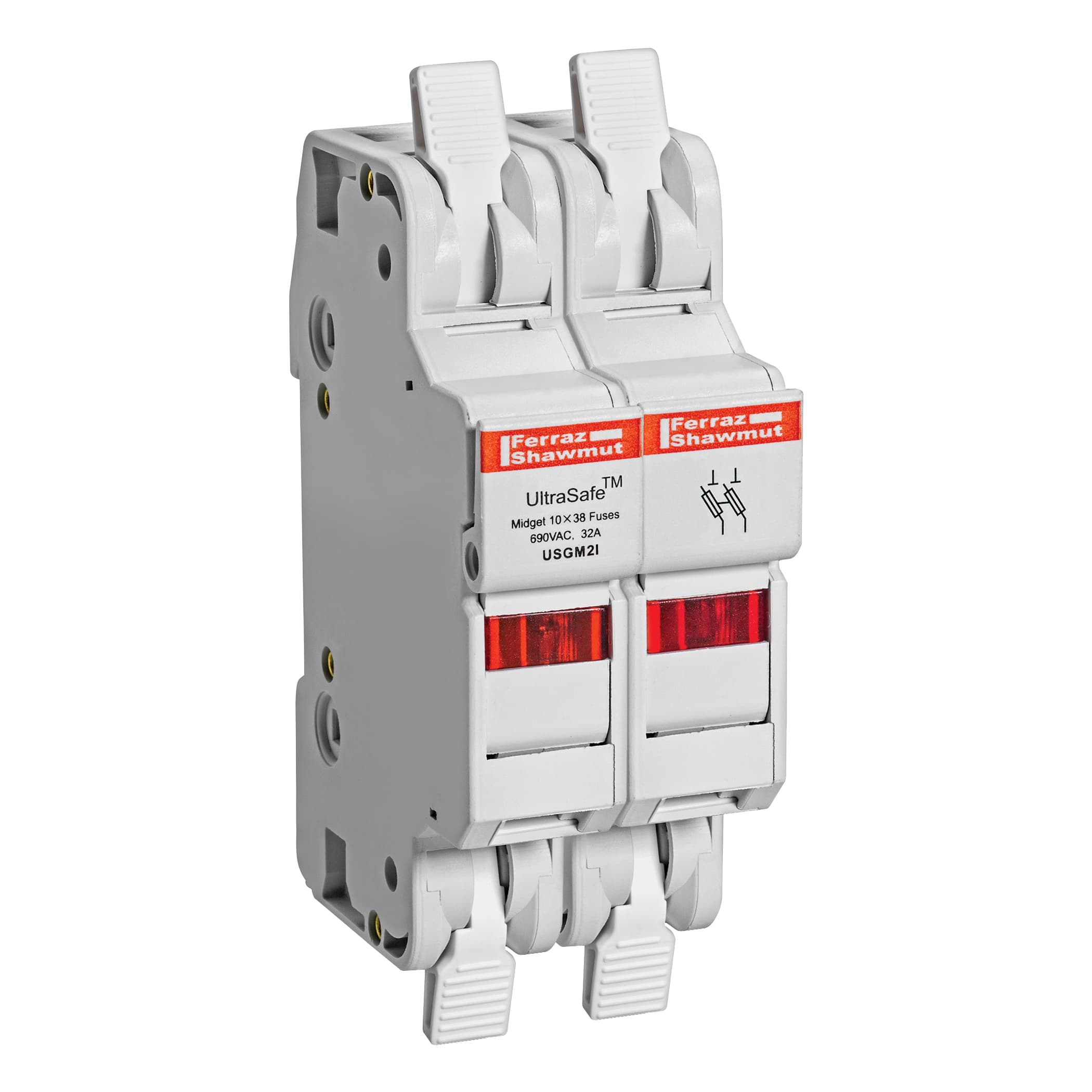 Mersen USGM2I USGM2I Mersen - Fuse Holder UltraSafe™ 600VAC 600VDC Midget 30A 2-Pole LED Cage Clamp IP65 Mersen USGM2I USGM2I Mersen - Fuse Holder UltraSafe™ 600VAC 600VDC Midget 30A 2-Pole LED Cage Clamp IP65