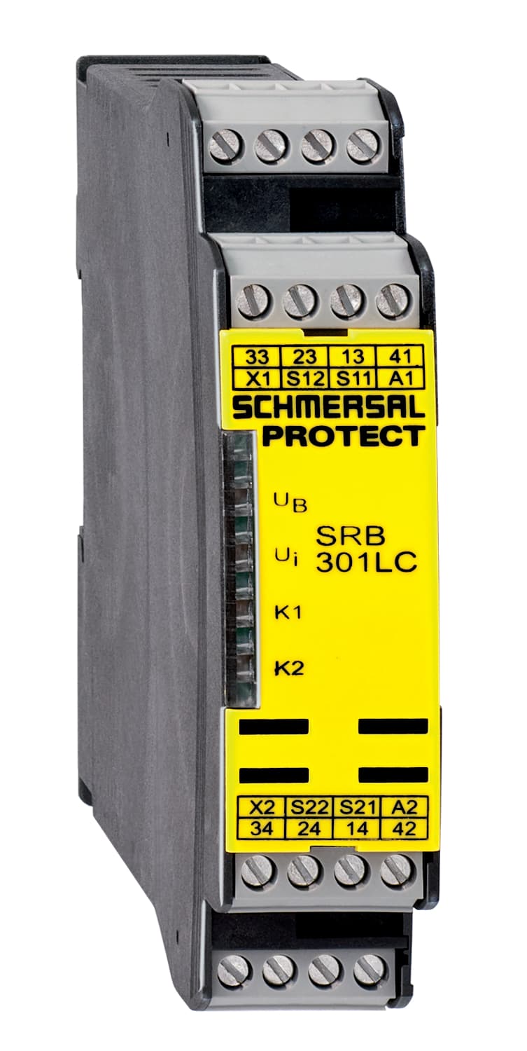 Schmersal SRB301LC-24V Safety-monitoring modules; Stop category 0; 3 safety contacts, STOP 0; 1 Signalling output; Suitable for the signal processing of outputs with contact sensors Schmersal SRB301LC-24V Safety-monitoring modules; Stop category 0; 3 safety contacts, STOP 0; 1 Signalling output; Suitable for the signal processing of outputs with contact sensors