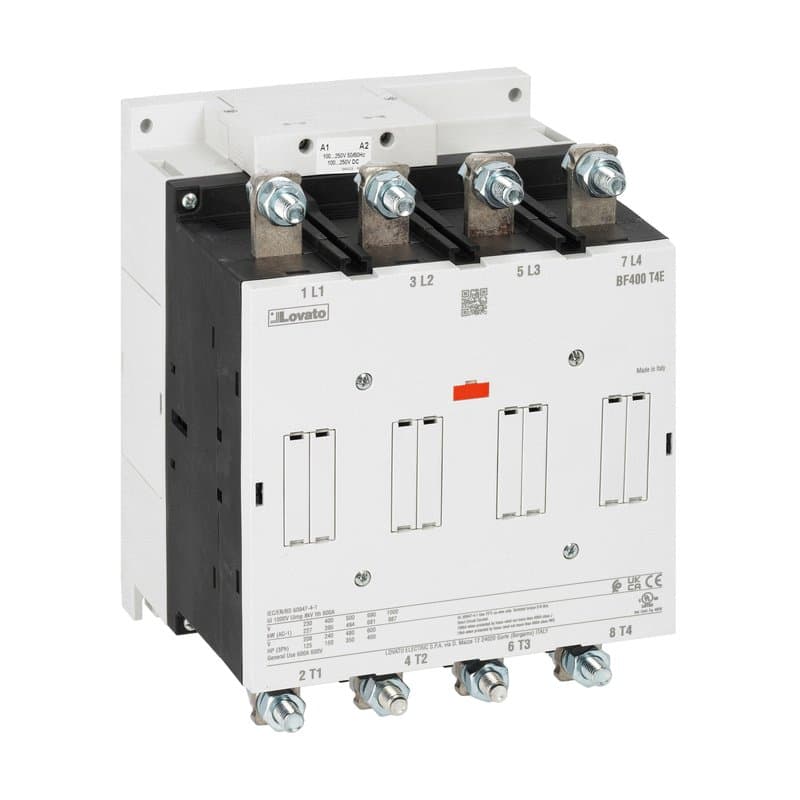 Lovato Electric BF265T4E230 BF265T4E230 Lovato - Four-pole contactor, IEC operating current Ith (AC1) = 450A, AC/DC coil, 100...250VAC/DC Lovato Electric BF265T4E230 BF265T4E230 Lovato - Four-pole contactor, IEC operating current Ith (AC1) = 450A, AC/DC coil, 100...250VAC/DC