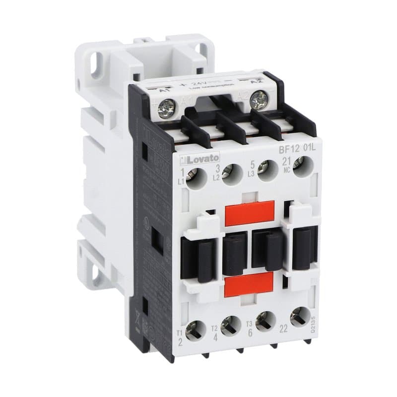 Lovato Electric BF1201L048 BF1201L048 Lovato - Three-pole contactor, IEC operating current Ie (AC3) = 12A, DC coil low consumption, 48VDC, 1NC auxiliary contact Lovato Electric BF1201L048 BF1201L048 Lovato - Three-pole contactor, IEC operating current Ie (AC3) = 12A, DC coil low consumption, 48VDC, 1NC auxiliary contact
