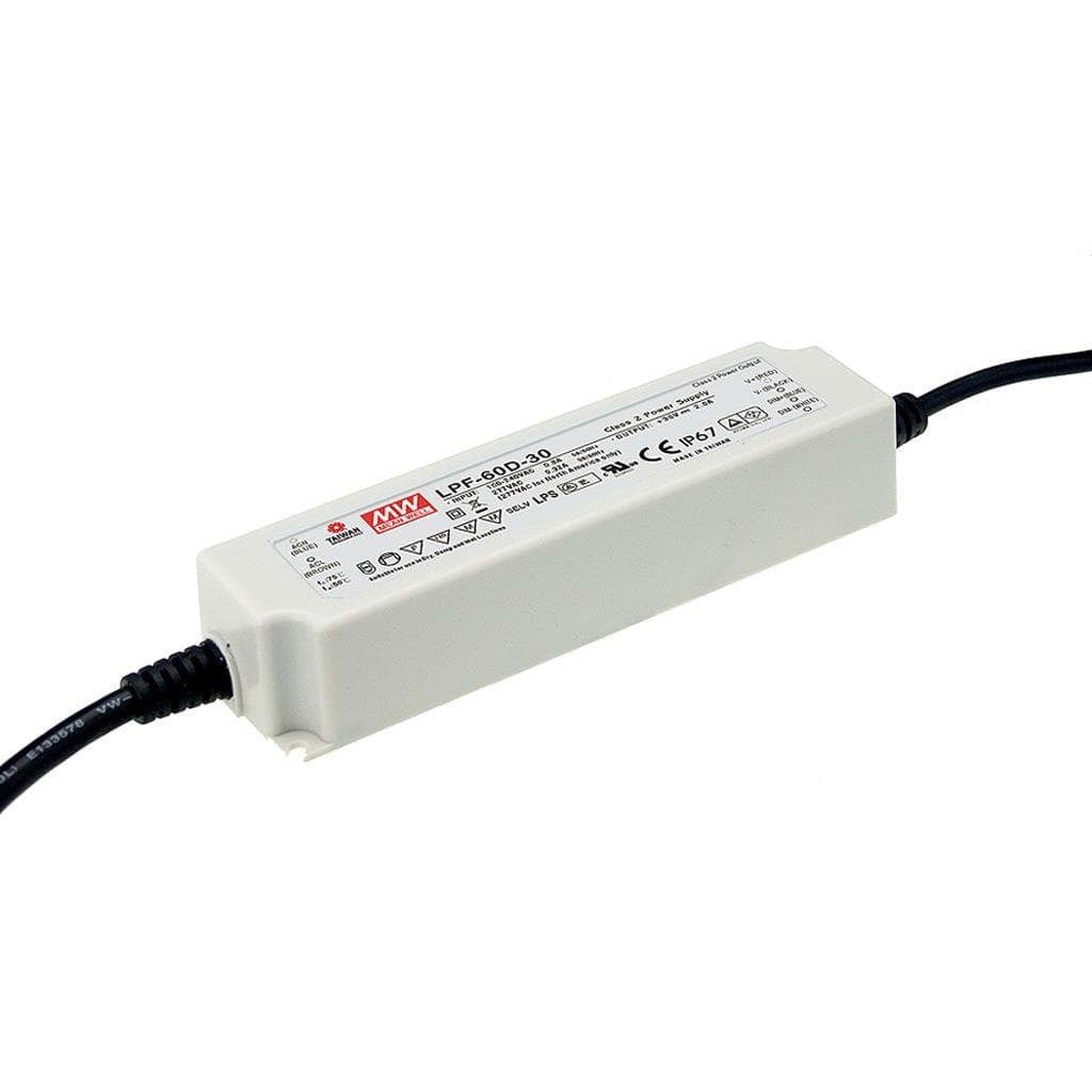 MEAN WELL LPF-60D-30 AC-DC Single output LED driver Mix mode (CV+CC); Output 30Vdc at 2A; cable output; Dimming with 1-10V PWM resistance MEAN WELL LPF-60D-30 AC-DC Single output LED driver Mix mode (CV+CC); Output 30Vdc at 2A; cable output; Dimming with 1-10V PWM resistance