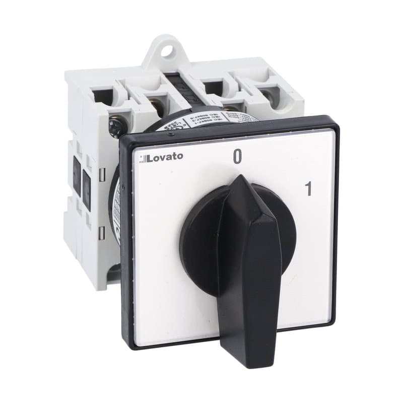 Lovato Electric GX4091O GX4091O Lovato - Rotary cam switch GX series, ON-OFF switch 2 poles 40A, for rear mounting with black handle, front plate 65X65mm Lovato Electric GX4091O GX4091O Lovato - Rotary cam switch GX series, ON-OFF switch 2 poles 40A, for rear mounting with black handle, front plate 65X65mm