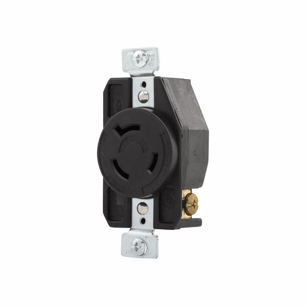 Eaton CWL920R CWL920R Eaton - Eaton auto grip locking receptacle, #14-8 AWG, 20A, Industrial, 600V, Back and side wiring, Black, Single, L9-20, Two-pole, Three-wire, Glass-filled nylon, -40° to 60°C Eaton CWL920R CWL920R Eaton - Eaton auto grip locking receptacle, #14-8 AWG, 20A, Industrial, 600V, Back and side wiring, Black, Single, L9-20, Two-pole, Three-wire, Glass-filled nylon, -40° to 60°C