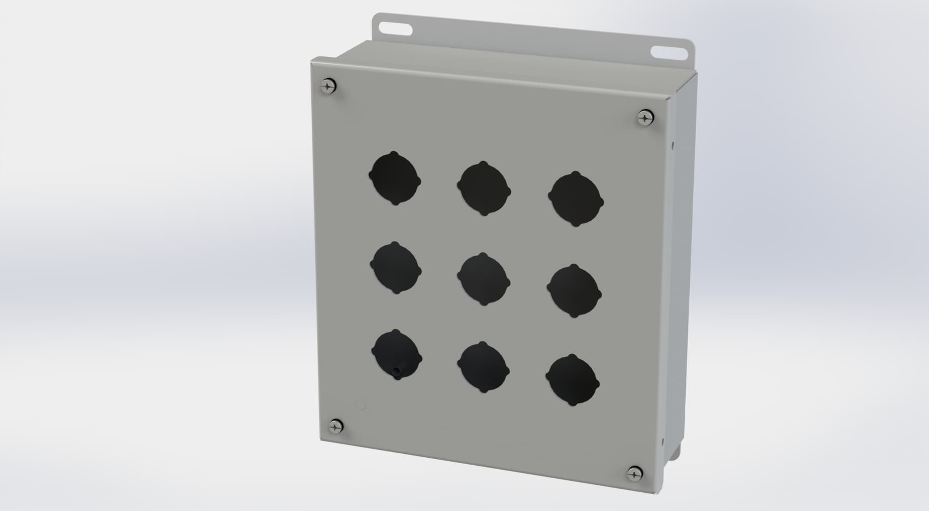 Saginaw Control SCE-9PB PB Enclosure, Height:9.50", Width:8.50", Depth:3.00", ANSI-61 gray powder coating inside and out. Saginaw Control SCE-9PB PB Enclosure, Height:9.50", Width:8.50", Depth:3.00", ANSI-61 gray powder coating inside and out.