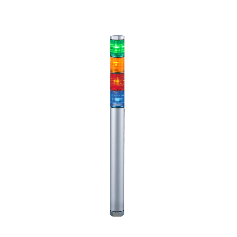 Patlite MP-402-GYRB 30mm 4-Tier LED Signal Tower, 24V AC/DC, Direct Mount, Silver Body, LED: Green, Amber, Red, Blue Patlite MP-402-GYRB 30mm 4-Tier LED Signal Tower, 24V AC/DC, Direct Mount, Silver Body, LED: Green, Amber, Red, Blue