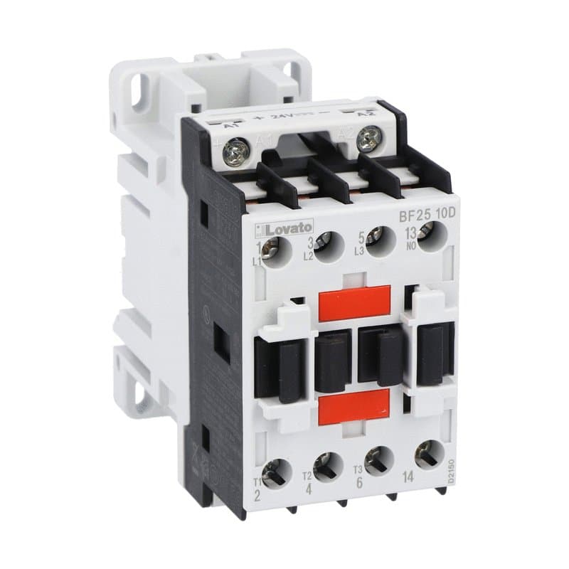Lovato Electric BF2510D048 BF2510D048 Lovato - Three-pole contactor, IEC operating current Ie (AC3) = 25A, DC coil, 48VDC, 1NO auxiliary contact Lovato Electric BF2510D048 BF2510D048 Lovato - Three-pole contactor, IEC operating current Ie (AC3) = 25A, DC coil, 48VDC, 1NO auxiliary contact