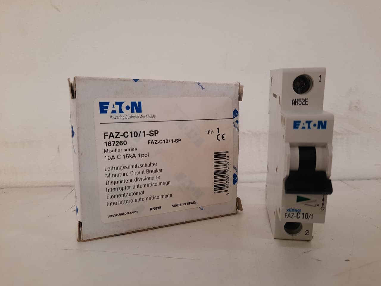 Eaton FAZ-C10/1-SP Eaton FAZ supplementary protector,UL 1077 Industrial miniature circuit breaker-supplementary protector,Single package,Medium levels of inrush current are expected,10A,15 kAIC,Single-pole,277 V,5-10X/n,Q38,50-60 Hz,Standard terminals,C Curve Eaton FAZ-C10/1-SP Eaton FAZ supplementary protector,UL 1077 Industrial miniature circuit breaker-supplementary protector,Single package,Medium levels of inrush current are expected,10A,15 kAIC,Single-pole,277 V,5-10X/n,Q38,50-60 Hz,Standard terminals,C Curve