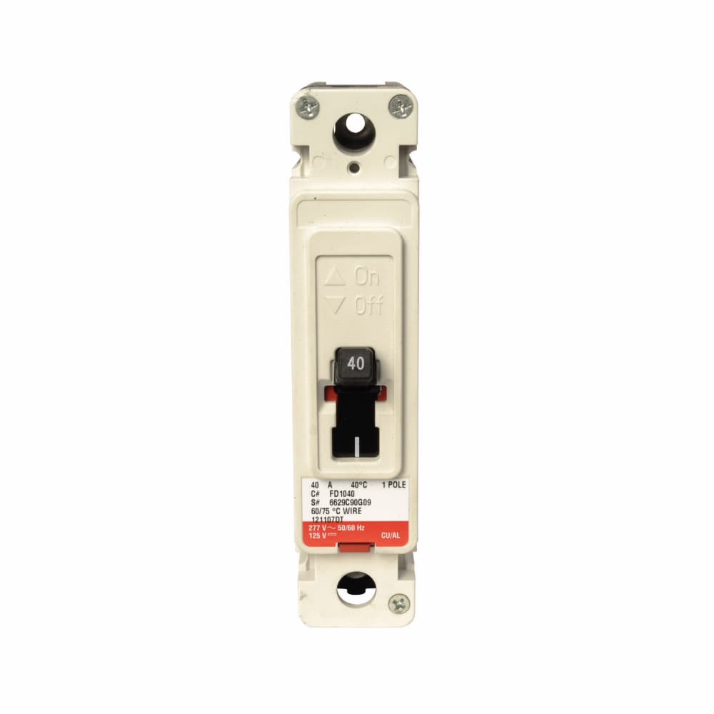 Eaton FD1070 Eaton Series C complete molded case circuit breaker, F-frame, FD, Complete breaker, Fixed thermal, Fixed magnetic trip type, Single-pole, 70 A, 347 Vac, 125 Vdc, 35 kAIC at 277 Vac, 18 kAIC at 347 Vac, Load side, 50/60 Hz Eaton FD1070 Eaton Series C complete molded case circuit breaker, F-frame, FD, Complete breaker, Fixed thermal, Fixed magnetic trip type, Single-pole, 70 A, 347 Vac, 125 Vdc, 35 kAIC at 277 Vac, 18 kAIC at 347 Vac, Load side, 50/60 Hz