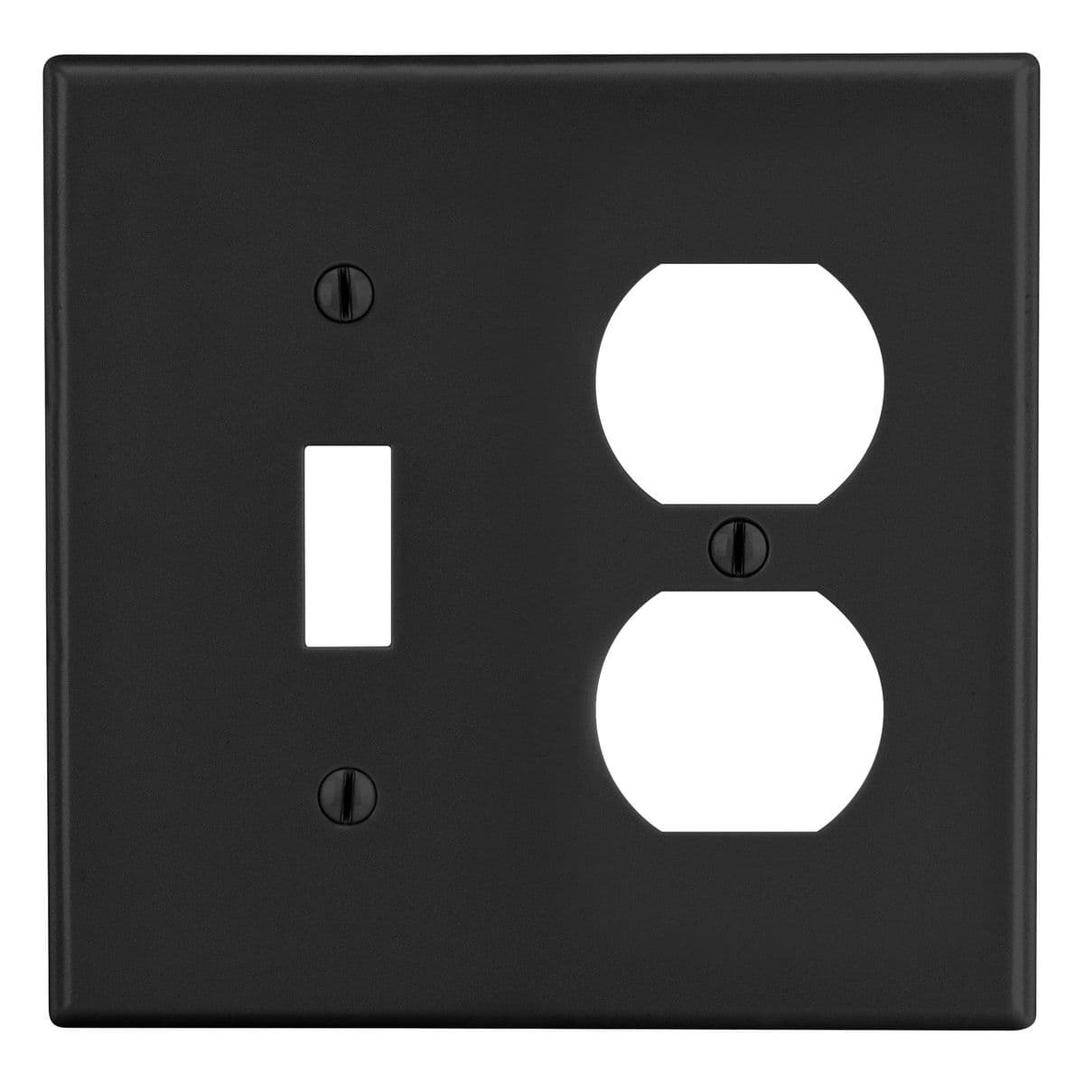 Hubbell PJ18BK Wallplate, Mid-Size 2-Gang, 1) Duplex 1) Toggle, Black Hubbell PJ18BK Wallplate, Mid-Size 2-Gang, 1) Duplex 1) Toggle, Black