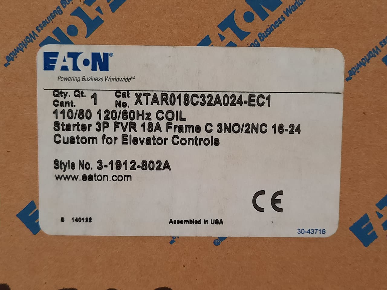 Eaton XTAR018C32A024-EC1 Eaton XTAR018C32A024-EC1 Reversing Starters 3P 18A 120V 50/60Hz C Frame 3NO 2NC Eaton XTAR018C32A024-EC1 Eaton XTAR018C32A024-EC1 Reversing Starters 3P 18A 120V 50/60Hz C Frame 3NO 2NC