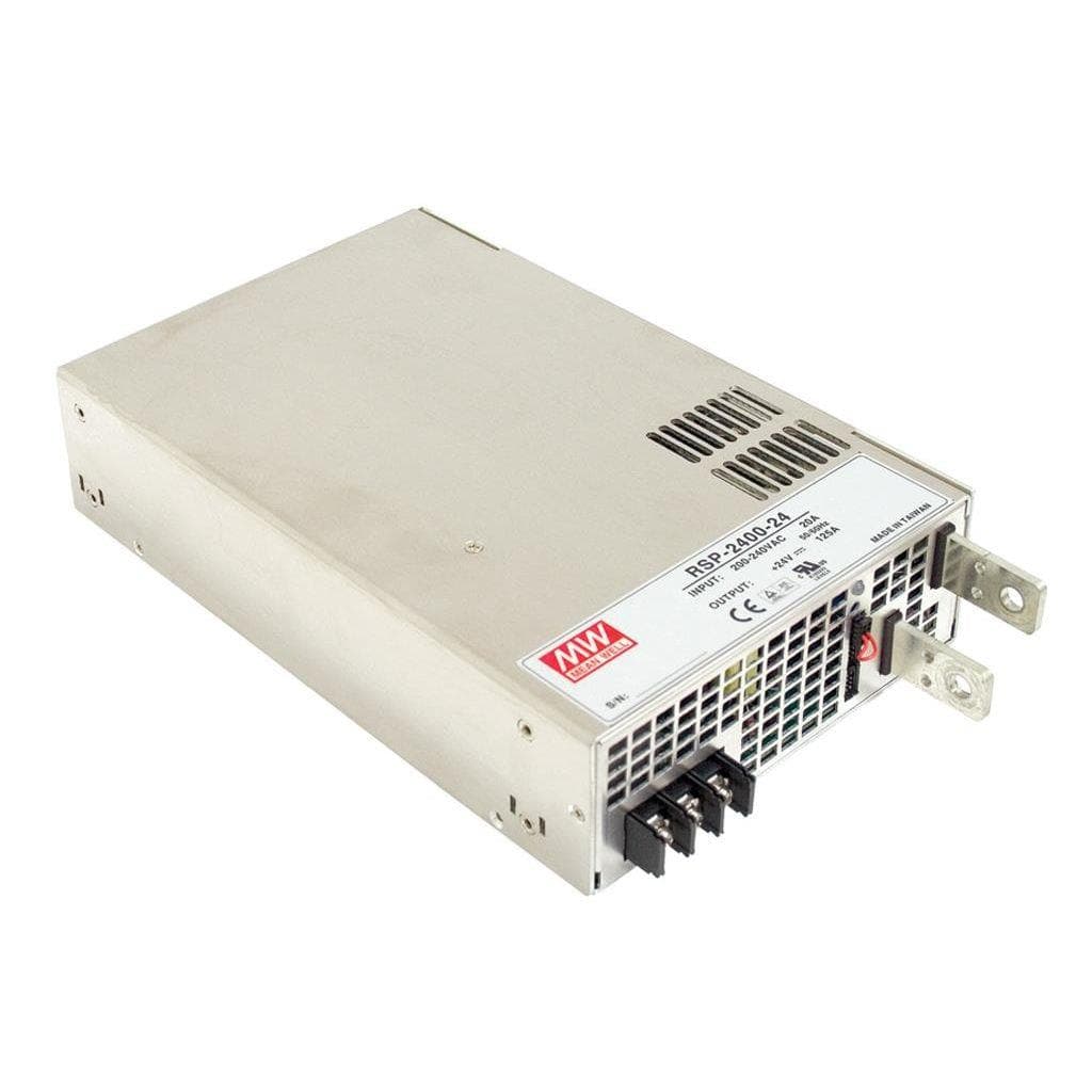 MEAN WELL RSP-2400-24 AC-DC Single Output Enclosed power supply; Output 24VDC Single Output at 100A; PFC; forced air cooling MEAN WELL RSP-2400-24 AC-DC Single Output Enclosed power supply; Output 24VDC Single Output at 100A; PFC; forced air cooling