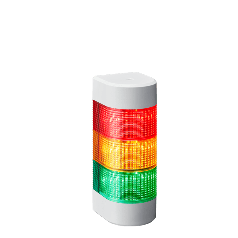 Patlite WME-3M2D-RYG 3-tier, 80mm profile Wall Mount Signal Tower; Off-white body, Red, Amber and Green LED Lights Patlite WME-3M2D-RYG 3-tier, 80mm profile Wall Mount Signal Tower; Off-white body, Red, Amber and Green LED Lights