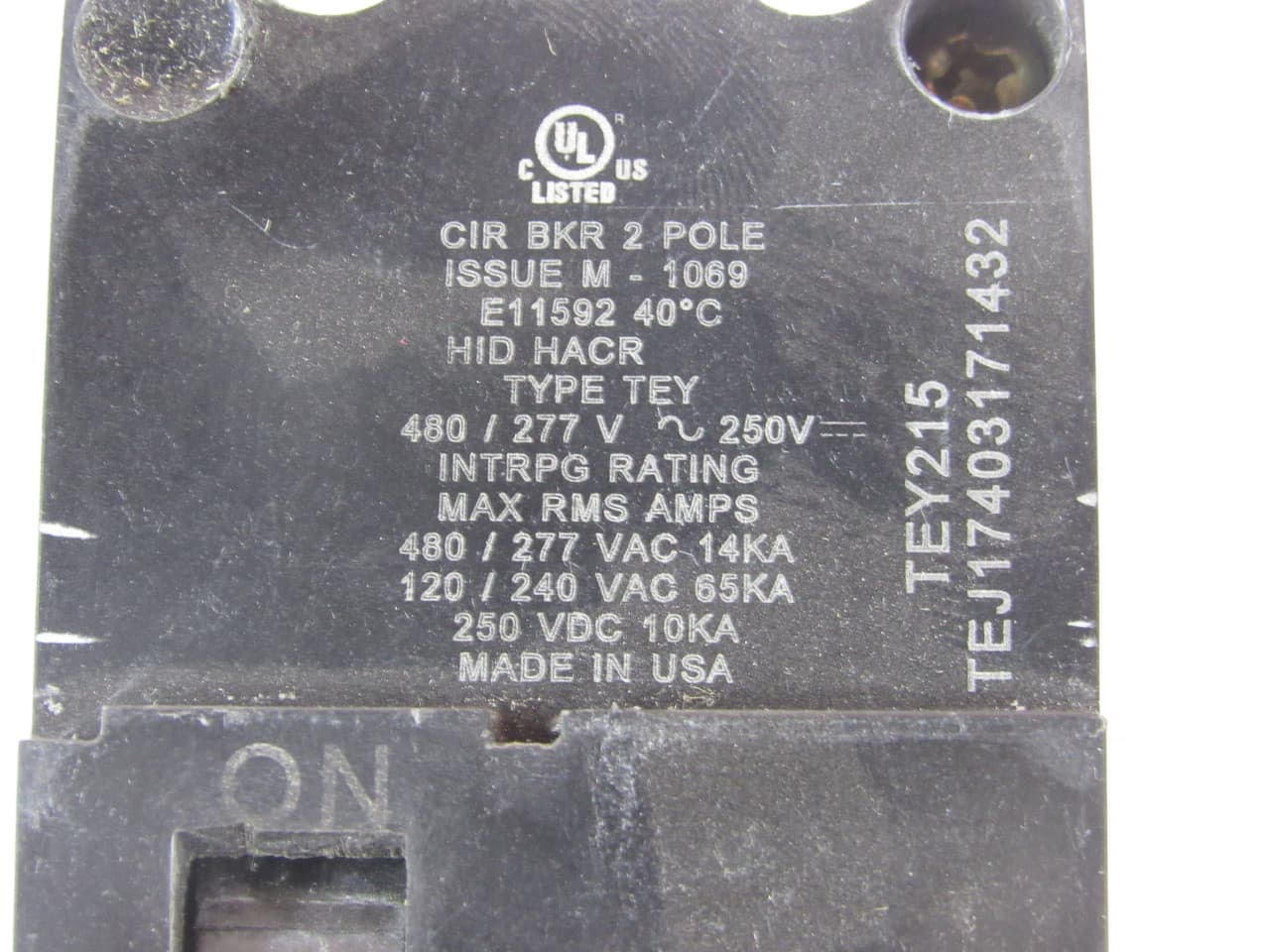 General Electric TEY215 480 VAC Star/277 VAC, 15 A, 14 kA, 2-Pole, 14 to 8 KCMIL/12 to 8 KCMIL Copper/Aluminum, Load Lug Terminal, Bolt-On Mount, Thermal Magnetic, Non-Interchangeable General Electric TEY215 480 VAC Star/277 VAC, 15 A, 14 kA, 2-Pole, 14 to 8 KCMIL/12 to 8 KCMIL Copper/Aluminum, Load Lug Terminal, Bolt-On Mount, Thermal Magnetic, Non-Interchangeable