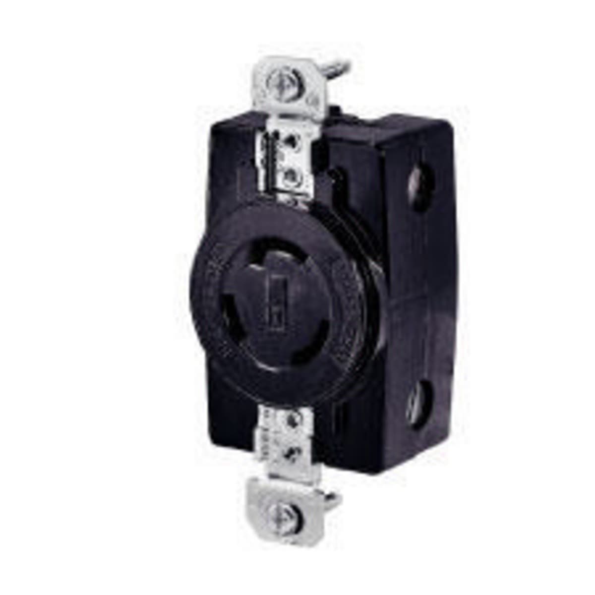 Hubbell 71130FR Locking Devices, Industrial, Flush Receptacle, 30A 3-Phase Delta 250V AC, 3-Pole 3-Wire Non-Grounding, L11-30R, Screw Terminal, Black ; Combination back and side wiring terminals accept #14 through #8 AWG solid or stranded conductors ; Heavy duty mountin Hubbell 71130FR Locking Devices, Industrial, Flush Receptacle, 30A 3-Phase Delta 250V AC, 3-Pole 3-Wire Non-Grounding, L11-30R, Screw Terminal, Black ; Combination back and side wiring terminals accept #14 through #8 AWG solid or stranded conductors ; Heavy duty mountin