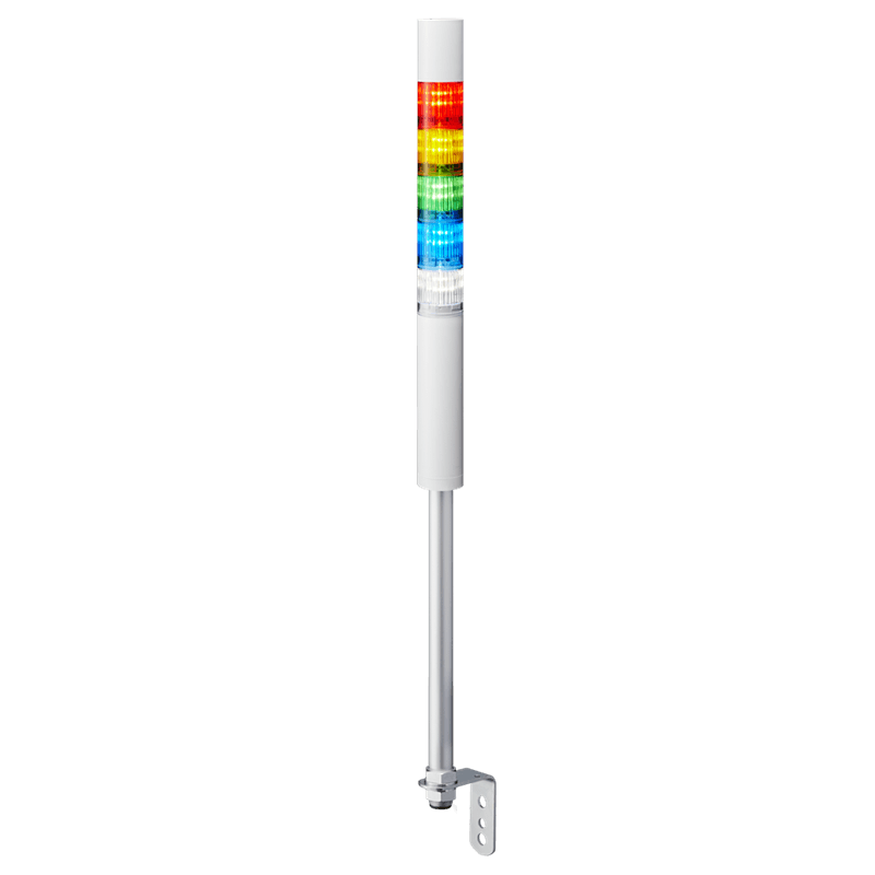 Patlite LR4-5M2LJBW-RYGBC 40mm, 5-tier Signal Tower, 100-240V AC, Pole Mount with L Bracket and Cable, Flashing/Buzzer, Off-white body, Red, Amber, Green, Blue and White LED Modules Patlite LR4-5M2LJBW-RYGBC 40mm, 5-tier Signal Tower, 100-240V AC, Pole Mount with L Bracket and Cable, Flashing/Buzzer, Off-white body, Red, Amber, Green, Blue and White LED Modules