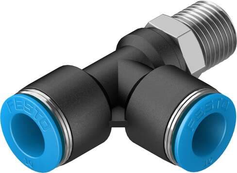 Festo 153123 push-in T-fitting QSTL-1/4-10 360° orientable, male thread with external hexagon. Size: Standard, Nominal size: 8 mm, Type of seal on screw-in stud: coating, Assembly position: Any, Container size: 10 Festo 153123 push-in T-fitting QSTL-1/4-10 360° orientable, male thread with external hexagon. Size: Standard, Nominal size: 8 mm, Type of seal on screw-in stud: coating, Assembly position: Any, Container size: 10