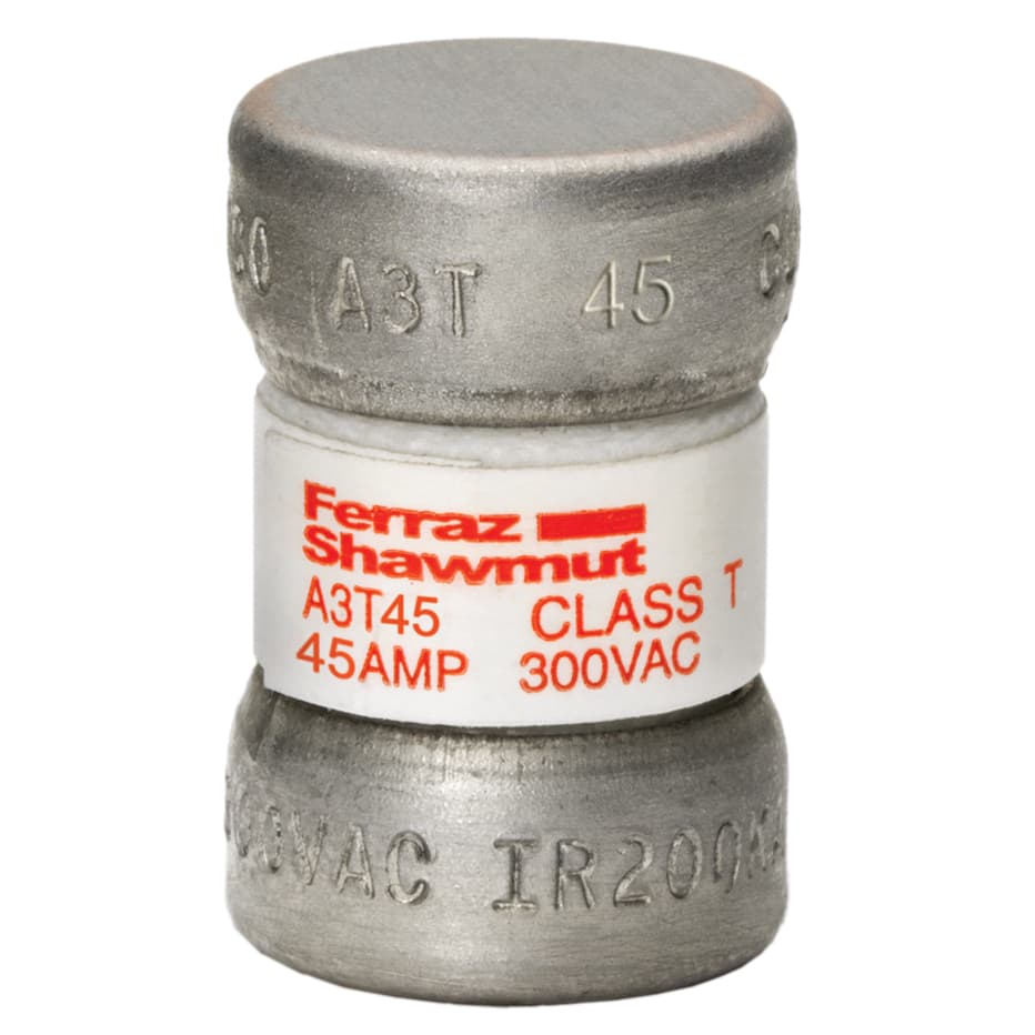 Mersen A3T45 A3T45 Mersen - Fuse A3T - Class T - Fast-Acting 300VAC 160VDC 45A Ferrule Amp-Trap® Mersen A3T45 A3T45 Mersen - Fuse A3T - Class T - Fast-Acting 300VAC 160VDC 45A Ferrule Amp-Trap®