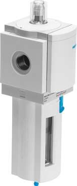 Festo 536900 micro filter MS6N-LFM-3/8-AUV-DA 0.01 µm filter, metal bowl guard, fully automatic condensate drain, with differential pressure indicator, flow direction from left to right. Series: MS, Size: 6, Design structure: Fibre filter, Grade of filtration: 0,01 µm Festo 536900 micro filter MS6N-LFM-3/8-AUV-DA 0.01 µm filter, metal bowl guard, fully automatic condensate drain, with differential pressure indicator, flow direction from left to right. Series: MS, Size: 6, Design structure: Fibre filter, Grade of filtration: 0,01 µm