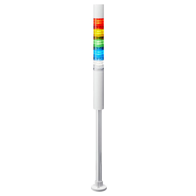 Patlite LR4-5M2PJBW-RYGBC 40mm, 5-tier Signal Tower, 100-240V AC, Pole Mount with Circular Bracket and Cable, Flashing/Buzzer, Off-white body, Red, Amber, Green, Blue and White LED Modules Patlite LR4-5M2PJBW-RYGBC 40mm, 5-tier Signal Tower, 100-240V AC, Pole Mount with Circular Bracket and Cable, Flashing/Buzzer, Off-white body, Red, Amber, Green, Blue and White LED Modules