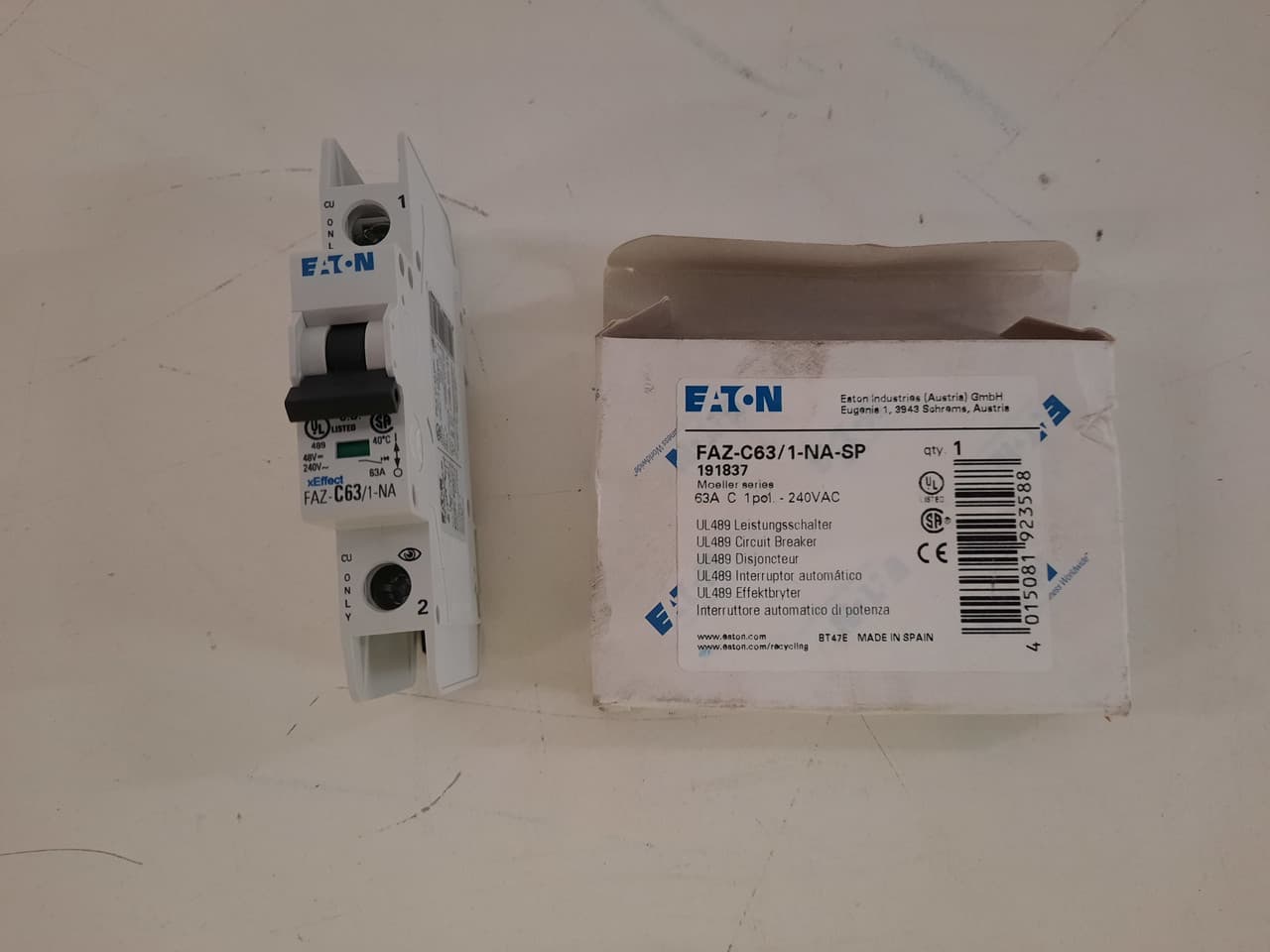 Eaton FAZ-C63/1-NA-SP EATON FAZ BRANCH PROTECTOR,UL 489 INDUSTRIAL MINIATURE CIRCUIT BREAKER - SUPPLEM Eaton FAZ-C63/1-NA-SP EATON FAZ BRANCH PROTECTOR,UL 489 INDUSTRIAL MINIATURE CIRCUIT BREAKER - SUPPLEM