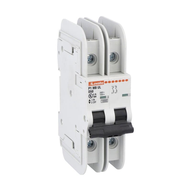 Lovato Electric P1MBUL2PD50 P1MBUL2PD50 Lovato - Miniature circuit breaker, 2P - 10kA. 2 modules, characteristic D, 50A Lovato Electric P1MBUL2PD50 P1MBUL2PD50 Lovato - Miniature circuit breaker, 2P - 10kA. 2 modules, characteristic D, 50A