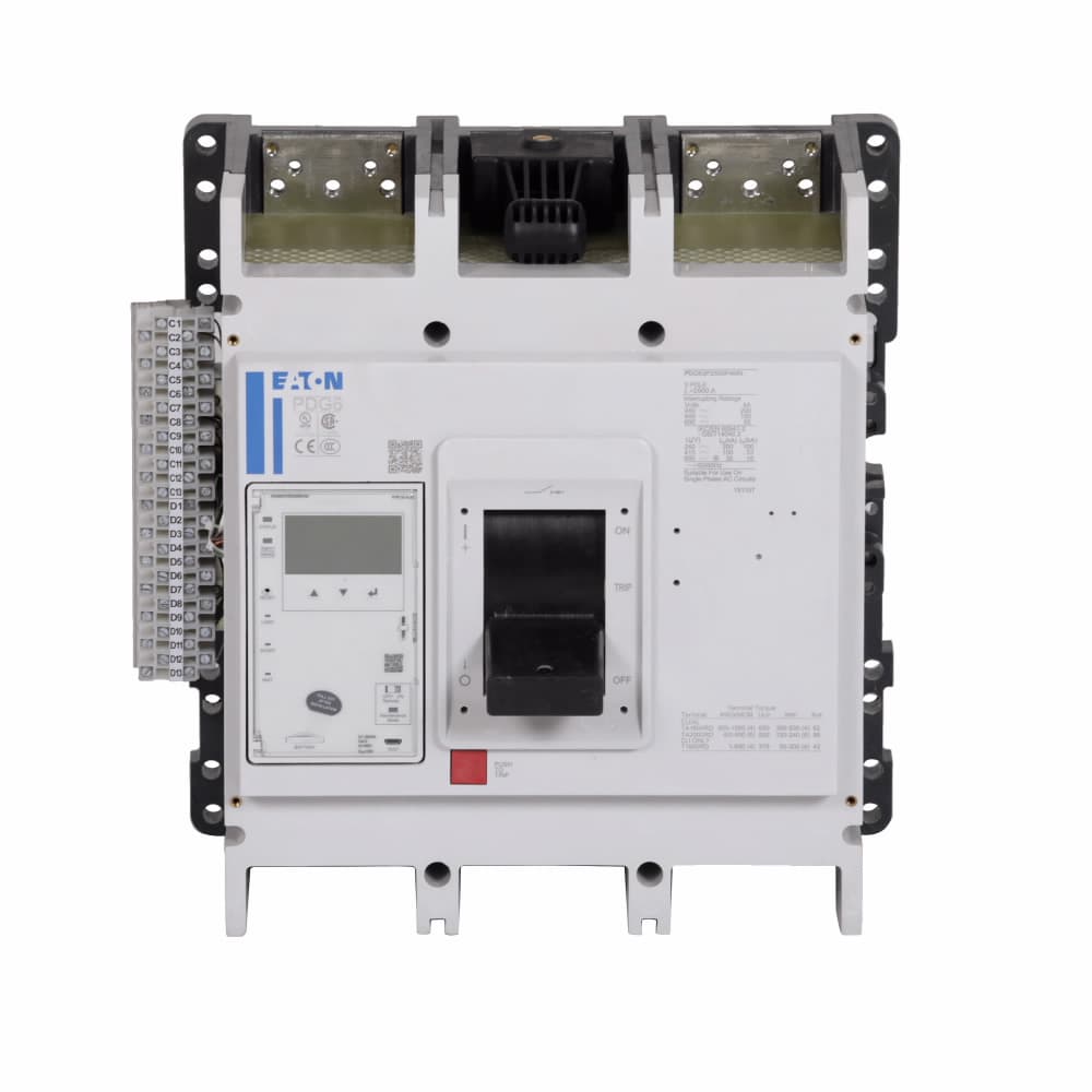 Eaton PDF63M1600D5WN Eaton Power Defense molded case circuit breaker, Globally Rated 100% UL, Frame 6, Three Pole, 1600A, 65kA/480V, PXR20D ARMS LSIG w/ Modbus RTU, ZSI and Relays, No Terminals Eaton PDF63M1600D5WN Eaton Power Defense molded case circuit breaker, Globally Rated 100% UL, Frame 6, Three Pole, 1600A, 65kA/480V, PXR20D ARMS LSIG w/ Modbus RTU, ZSI and Relays, No Terminals