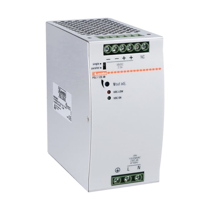 Lovato Electric PSL112048 PSL112048 Lovato - DIN rail switching power supply, single-phase. 48VDC, 2.5A/120W Lovato Electric PSL112048 PSL112048 Lovato - DIN rail switching power supply, single-phase. 48VDC, 2.5A/120W