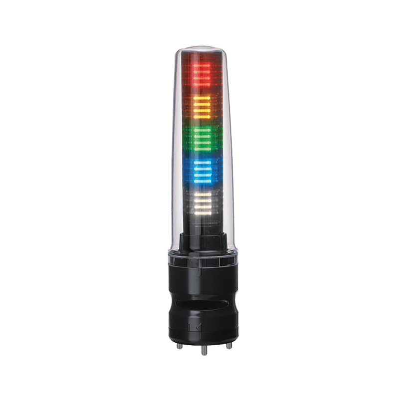 Patlite LS7-502DFBWH-RYGBC 70mm, 5-tier Signal Tower with flashing light and buzzer. Dark gray, direct mount body with flying leads. Red, Amber, Green, Blue, White LED Patlite LS7-502DFBWH-RYGBC 70mm, 5-tier Signal Tower with flashing light and buzzer. Dark gray, direct mount body with flying leads. Red, Amber, Green, Blue, White LED