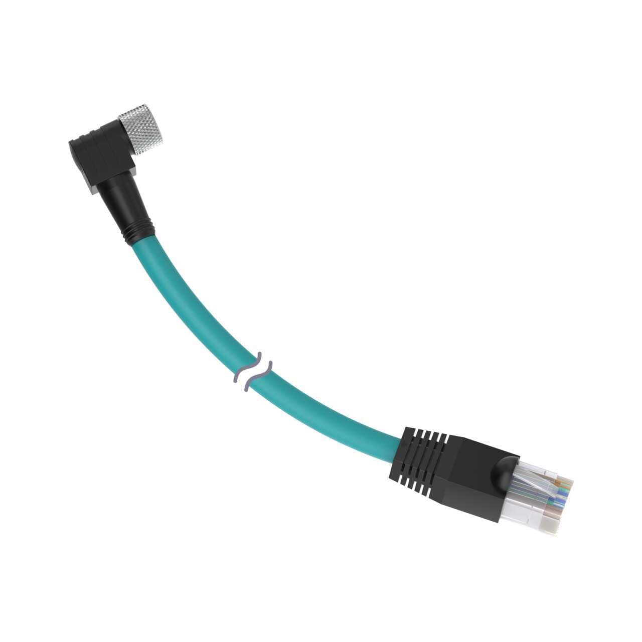Banner IVUC-E-430R Cordset: Double Ended M8 to RJ45; 4-pin Right-Angle Female; 8-pin Straight Male; 9 m (29.53 ft) 4x24 PVC Teal; Nickel-Plated Brass Coupling Nuts Banner IVUC-E-430R Cordset: Double Ended M8 to RJ45; 4-pin Right-Angle Female; 8-pin Straight Male; 9 m (29.53 ft) 4x24 PVC Teal; Nickel-Plated Brass Coupling Nuts