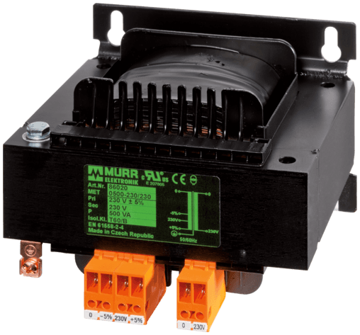 Murr Elektronik 6686055 6686055 Murrelektronik - MET 1-PHASE CONTROL AND ISOLATION TRANSFORMER, P: 1000VA IN: 240-415VAC OUT: 110-110-20VAC, with spring clamp connection Murr Elektronik 6686055 6686055 Murrelektronik - MET 1-PHASE CONTROL AND ISOLATION TRANSFORMER, P: 1000VA IN: 240-415VAC OUT: 110-110-20VAC, with spring clamp connection