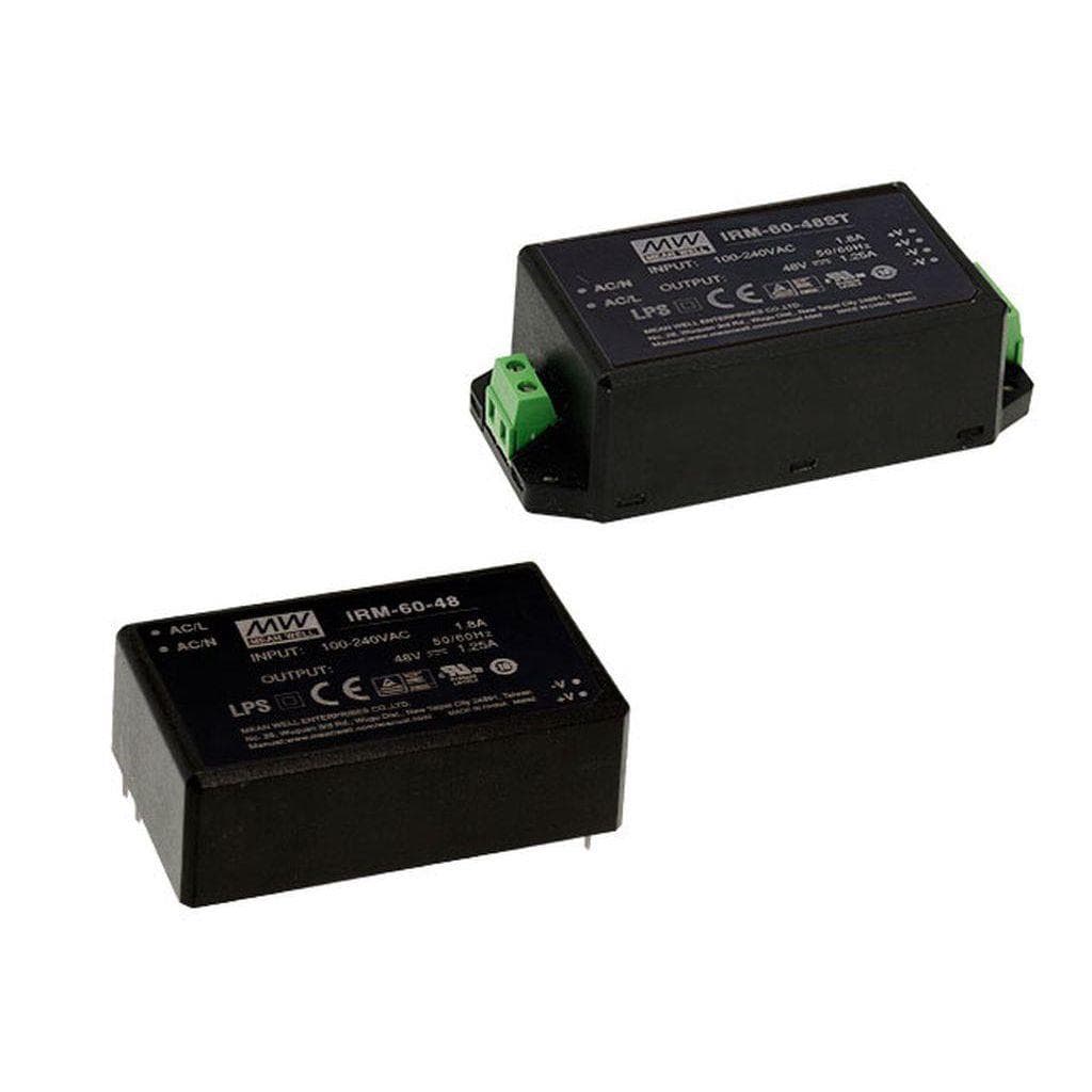 MEAN WELL IRM-60-12ST AC-DC Single output Encapsulated power supply; Output 12Vdc at 5A; Screw Terminal style; miniature size MEAN WELL IRM-60-12ST AC-DC Single output Encapsulated power supply; Output 12Vdc at 5A; Screw Terminal style; miniature size