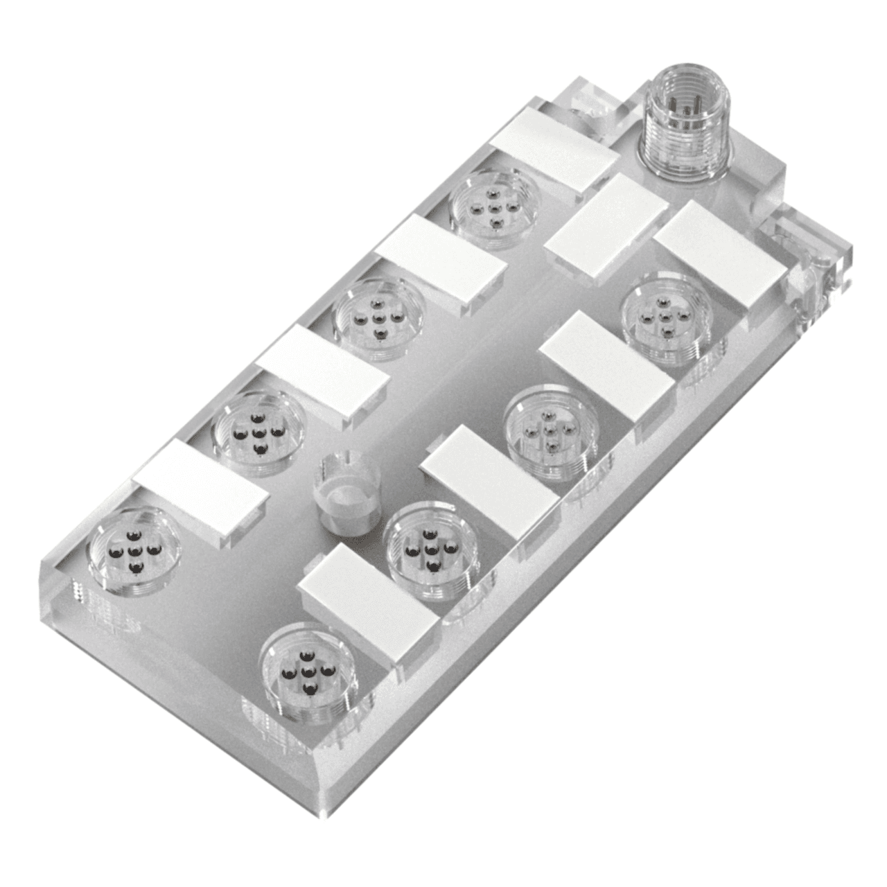 Balluff BNI0006 IO-Link sensor/actuator hub, Interface: IO-Link 1.0, Operating voltage Ub: 18...30.2 VDC, Connection (COM 1): M12x1-Male, 4-pin, A-coded, Connection slots: 8x M12x1-Female, 5-pin, A-coded, Digital inputs: 16x PNP, Type 2, Configurable inputs/outputs: no, Balluff BNI0006 IO-Link sensor/actuator hub, Interface: IO-Link 1.0, Operating voltage Ub: 18...30.2 VDC, Connection (COM 1): M12x1-Male, 4-pin, A-coded, Connection slots: 8x M12x1-Female, 5-pin, A-coded, Digital inputs: 16x PNP, Type 2, Configurable inputs/outputs: no,
