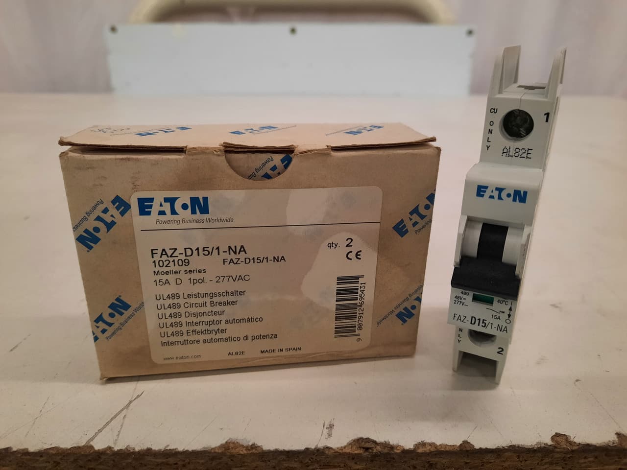 Eaton FAZ-D15/1-NA 277/480 VAC 50/60 Hz, 15 A, 1-Pole, 10/14 kA, 10 to 20 x Rated Current, Screw Terminal, DIN Rail Mount, Standard Packaging, D-Curve, Current Limiting, Thermal Magnetic, Miniature Circuit Breaker Eaton FAZ-D15/1-NA 277/480 VAC 50/60 Hz, 15 A, 1-Pole, 10/14 kA, 10 to 20 x Rated Current, Screw Terminal, DIN Rail Mount, Standard Packaging, D-Curve, Current Limiting, Thermal Magnetic, Miniature Circuit Breaker