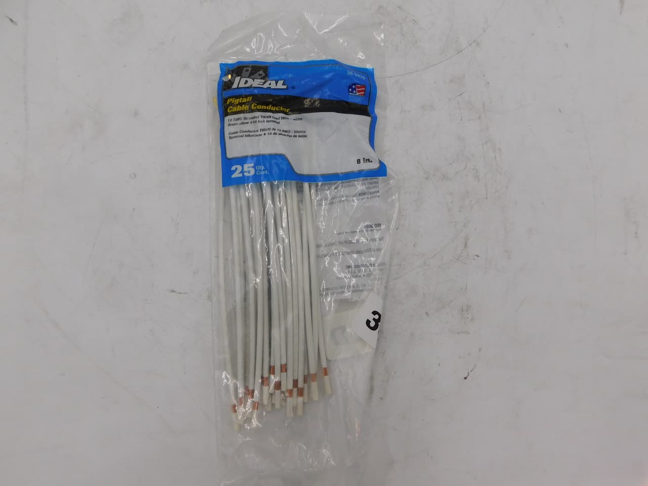 Ideal Industries 30-3470 8" L, 12 AWG Stranded, White, Stranded Ideal Industries 30-3470 8" L, 12 AWG Stranded, White, Stranded