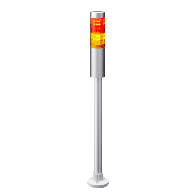 Patlite LR4-202PJNU-RY 40mm 2-tier Signal Tower, 24V DC, Pole Mount with Circular Bracket and Cable, No Flashing/Buzzer, Silver body, Red and Amber LED Modules Patlite LR4-202PJNU-RY 40mm 2-tier Signal Tower, 24V DC, Pole Mount with Circular Bracket and Cable, No Flashing/Buzzer, Silver body, Red and Amber LED Modules