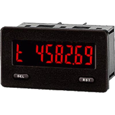 Red Lion CUB5TB00 Red Lion CUB5TB00 is a digital timer from the CUB5T series, designed with a compact form factor of W75xH39mm (3"x 1.5"). It features an IP65 NEMA 4X degree of protection, making it suitable for use in environments requiring dust and water resistance. This timer is equipped with two digital inputs (Sink), labeled INPUT A and INPUT B, to facilitate various timing functions. It operates on a supply voltage range of 9-28Vdc, accommodating both 12Vdc and 24Vdc systems. Red Lion CUB5TB00 Red Lion CUB5TB00 is a digital timer from the CUB5T series, designed with a compact form factor of W75xH39mm (3"x 1.5"). It features an IP65 NEMA 4X degree of protection, making it suitable for use in environments requiring dust and water resistance. This timer is equipped with two digital inputs (Sink), labeled INPUT A and INPUT B, to facilitate various timing functions. It operates on a supply voltage range of 9-28Vdc, accommodating both 12Vdc and 24Vdc systems.