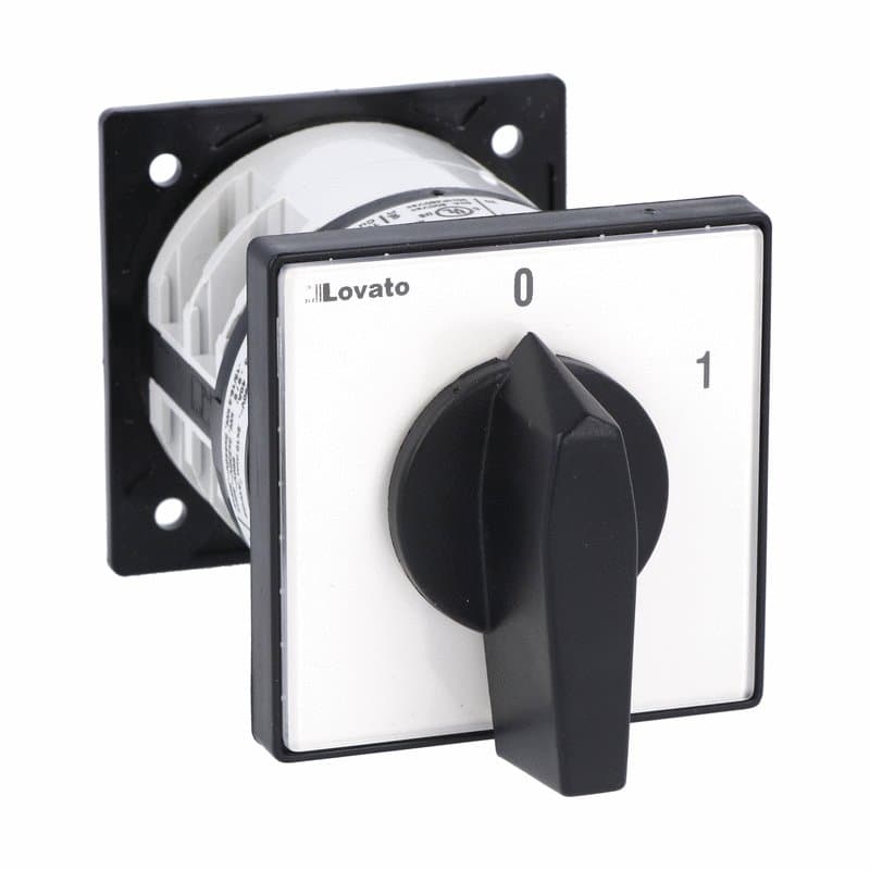 Lovato Electric 7GN3291O 7GN3291O Lovato - Rotary cam switch 7GN series, ON-OFF switch 2 poles 32A, for rear mounting with black handle, front plate 65X65mm Lovato Electric 7GN3291O 7GN3291O Lovato - Rotary cam switch 7GN series, ON-OFF switch 2 poles 32A, for rear mounting with black handle, front plate 65X65mm