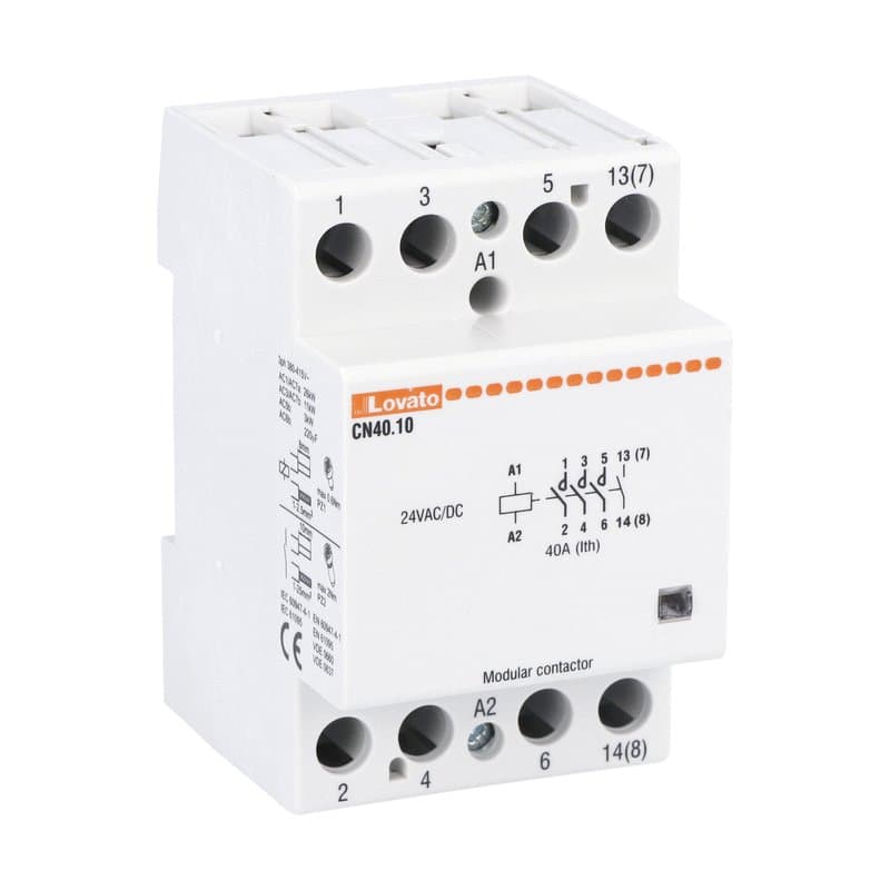Lovato Electric CN4010024 CN4010024 Lovato - Modular contactor, three-pole or four-pole, 40A AC1, 24VAC/DC (4NO) Lovato Electric CN4010024 CN4010024 Lovato - Modular contactor, three-pole or four-pole, 40A AC1, 24VAC/DC (4NO)