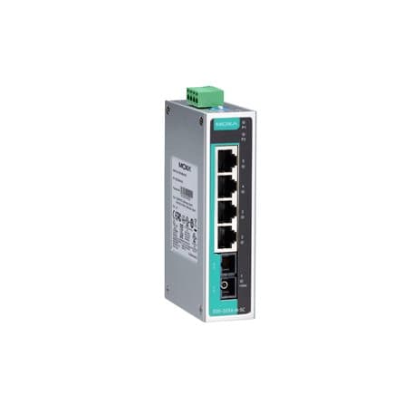 Moxa EDS-205A-S-SC Unmanaged Ethernet switch with 4 10/100BaseT(X) ports, 1 100BaseFX single-mode port with SC connector, -10 to 60°C operating temperature Moxa EDS-205A-S-SC Unmanaged Ethernet switch with 4 10/100BaseT(X) ports, 1 100BaseFX single-mode port with SC connector, -10 to 60°C operating temperature