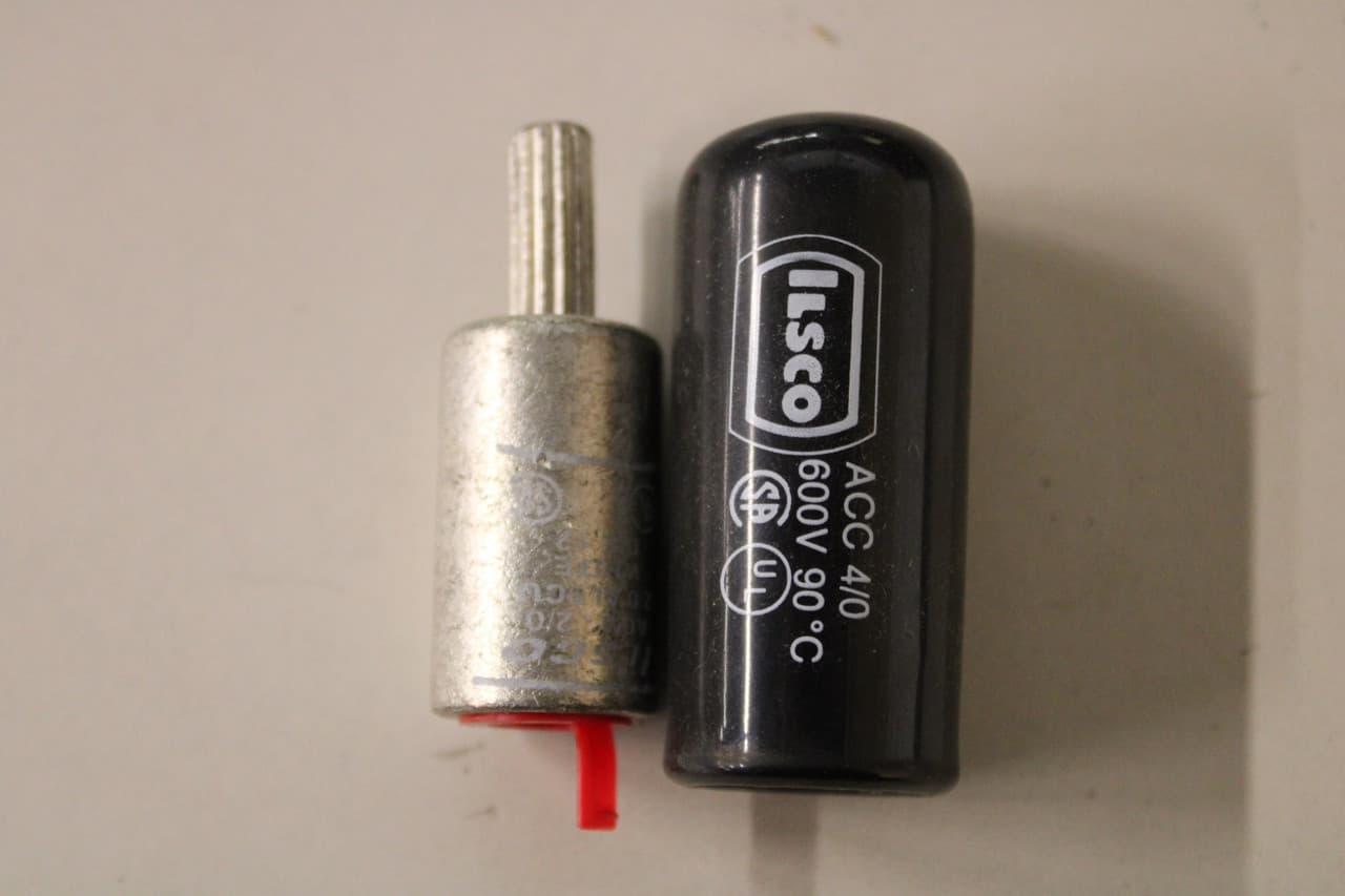 Ilsco ACM-2/0 600 V, 11/32" x 27/32" Pin, 2" L Cover, 2-7/32" L, 2/0 AWG Stranded, Silver, Tin Plated Aluminum Alloy, Standard Barrel, Pigtail Adapter (10 per Pack) Ilsco ACM-2/0 600 V, 11/32" x 27/32" Pin, 2" L Cover, 2-7/32" L, 2/0 AWG Stranded, Silver, Tin Plated Aluminum Alloy, Standard Barrel, Pigtail Adapter (10 per Pack)