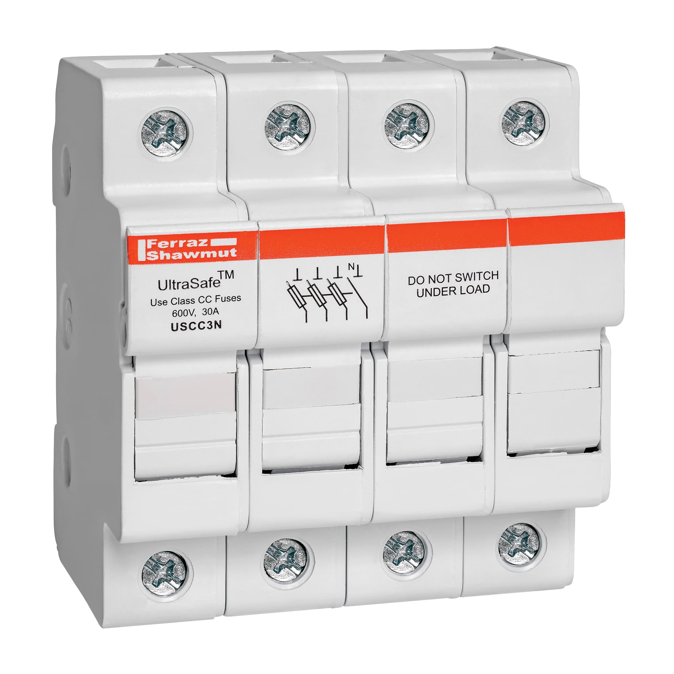 Mersen USCC3N USCC3N Mersen - Fuse Holder UltraSafe™ 600VAC 600VDC Class CC 30A 3-Pole+N Pressure Plate IP65 Mersen USCC3N USCC3N Mersen - Fuse Holder UltraSafe™ 600VAC 600VDC Class CC 30A 3-Pole+N Pressure Plate IP65