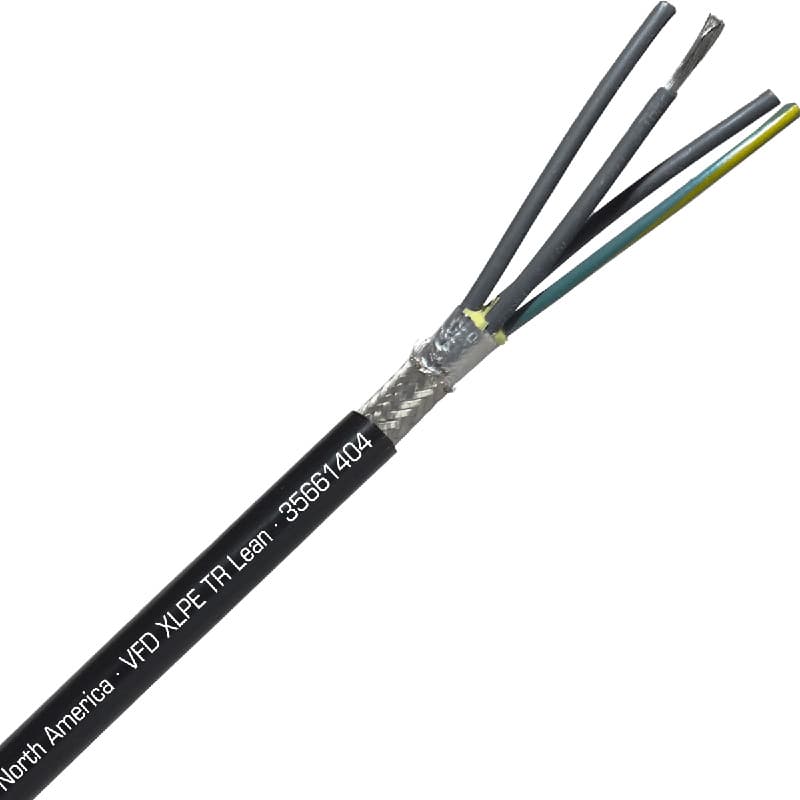 SAB 35661404 VFD XLPE TR Lean - 14 AWG/4c, oil resistant XLPE insulated VFD cable, foil and braid shield, UL, CSA, CE, RoHS SAB 35661404 VFD XLPE TR Lean - 14 AWG/4c, oil resistant XLPE insulated VFD cable, foil and braid shield, UL, CSA, CE, RoHS