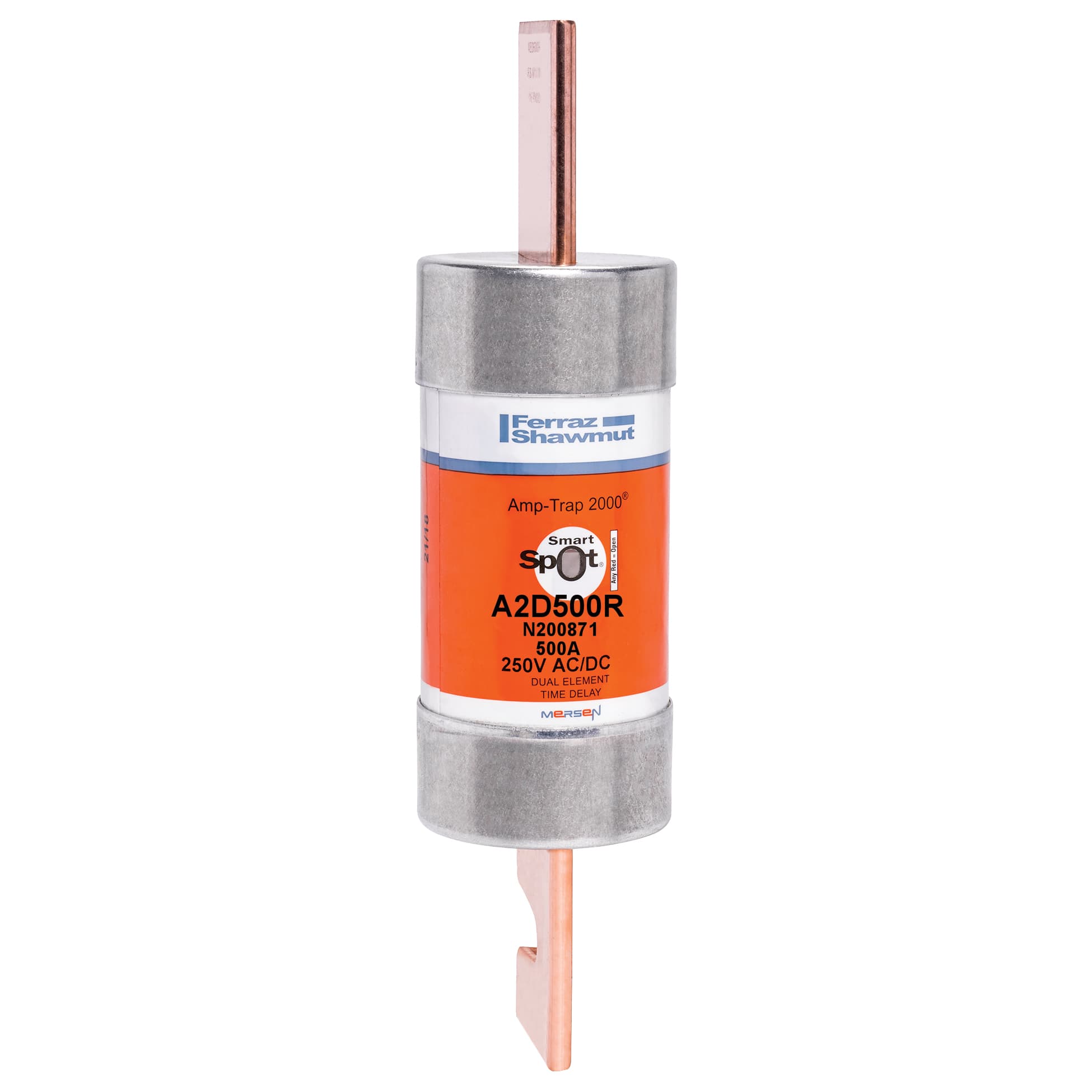 Mersen A2D500R A2D500R Mersen - Fuse A2D-R - Class RK1 - Time-Delay 250VAC 250VDC 500A Blade SmartSpot® Amp-Trap 2000® Mersen A2D500R A2D500R Mersen - Fuse A2D-R - Class RK1 - Time-Delay 250VAC 250VDC 500A Blade SmartSpot® Amp-Trap 2000®